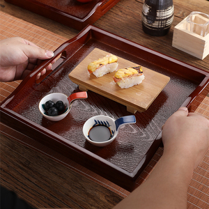 正方形托盘茶盘仿木质塑料托盘美容院仿实木家用大号餐盘水杯盘