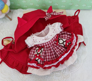 15cm娃衣现货 小红帽华丽连衣裙配斗篷套装