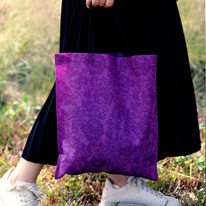 复古时尚紫色蕾丝玫瑰无纺布袋女装手提购物环保袋鞋盒包装礼品袋
