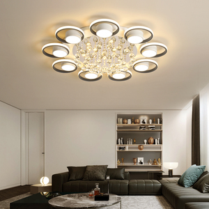 客厅灯大气 支持天猫精灵圆形水晶大厅灯创意个性家用LED吸顶灯新