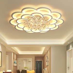 客厅灯圆形 简约现代大气天猫精灵水晶LED吸顶灯具创意卧室1.2米