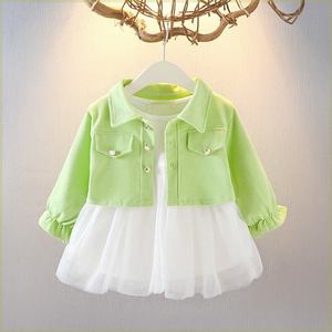 女宝宝春装0-1-3岁女童衬衫两件套装4-5-6-7-8-9-10个月婴儿衣服