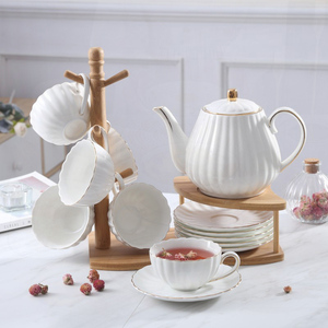 英式下午茶茶具简约陶瓷家用时尚杯碟描金水杯水壶咖啡杯轻奢套装