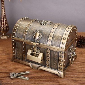 欧式复古带锁首饰盒金属工艺海盗珠宝箱珠宝盒饰品项链戒指收纳盒