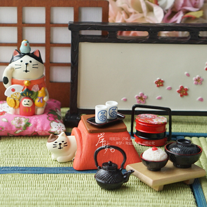猫咪微缩迷你场景可爱和风小物日式暖桌食玩摆件