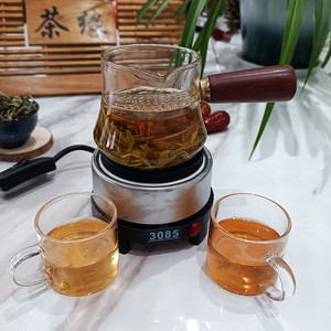 木柄耐高温玻璃罐办公室家用奶茶罐甘肃罐罐茶煮茶器煮茶炉套装