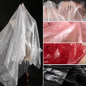 锦纶皱布透视纱（不是塑料） 微肌理透明布料创意服装设计师面料
