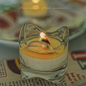 《浪漫日落》木烛芯香薰蜡烛茶蜡烛台ins透明玻璃烛光晚餐送礼物