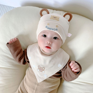 婴儿帽子0-3-6-9个月新生儿纯棉胎帽可爱薄款男女宝宝初生春秋季