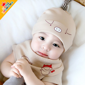 韩国女宝宝帽子春秋薄款0一1-3岁男童婴幼儿童纯棉婴儿毛线帽四季