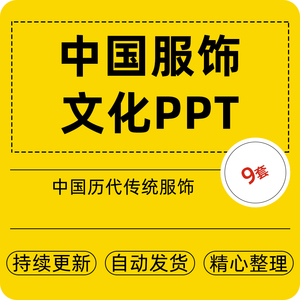 中国服饰文化发展史PPT模板古装传统汉服历代服装衣服衣装习俗wps