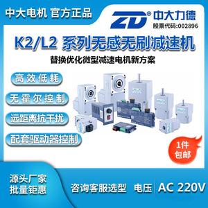 ZD中大无感无刷减速电机K2/L2系列 220V替换微型交流调速电机马达