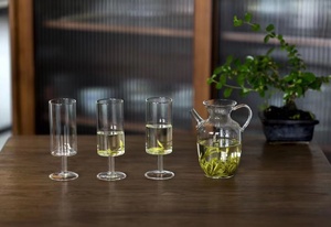 新品绿茶品鉴玻璃茶具套装中式茶器高脚杯礼盒仿宋品