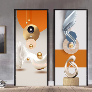 北欧莫兰迪抽象贴纸整张自粘客厅卧室墙壁装饰木门衣柜玻璃贴画