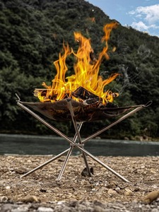 户外露营组装焚火架台烤火架便捷式不锈钢超轻折叠烧烤架篝火炉柴