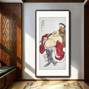 【福临门】朱军手绘国画四尺人物画中堂玄关装饰名人字画临摹字画