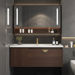 新中式浴室柜吊柜组合实木橡木洗手池洗漱台洗脸盆柜组合卫浴柜子