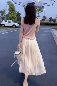 白领哥弟新真丝半身裙女2023夏季中长款仙女裙百褶裙气质大摆裙子