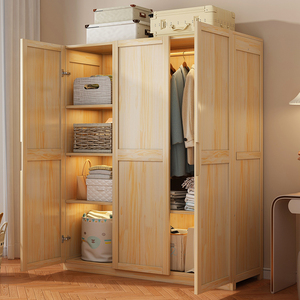 实木衣柜现代简约双开门家用卧室柜子简易小户型经济型出租房