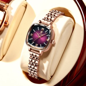瑞士品牌新款女士手表超薄款实心钢带款小方表全自动手表女款防水