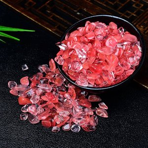 天然西瓜晶水晶碎石红水晶熔炼石开店房屋装修装饰花瓶鱼缸造景石