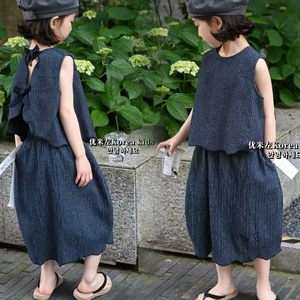 优米左品牌韩国童装2024夏季女孩洋气时髦装女童套装夏季设计师款