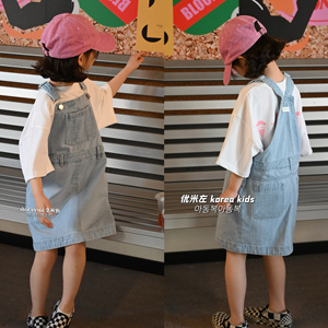 波拉bora韩国童装女童牛仔背带裙2024新款洋气儿童夏装裙子女孩