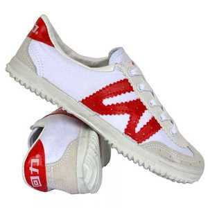 深圳小学生运动鞋白色红边排球鞋统一校鞋儿童帆布鞋WV-2慢跑布鞋