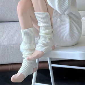 针织jk袜套袜子女白色长筒袜小腿袜瑜伽秋冬保暖腿套lolita堆堆袜