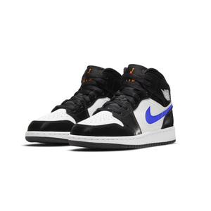 Air Jordan 1 Mid AJ1黑白蓝熊猫 小闪电 女子篮球鞋 554725-084