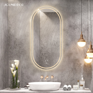 椭圆形智能卫生间镜子带灯美容院梳妆台镜子挂墙小户型发光浴室镜
