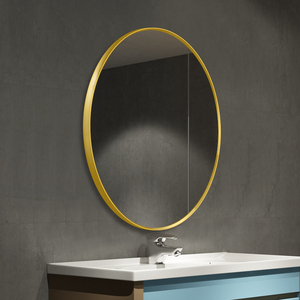 璟固椭圆形浴室化妆镜带边框卫生间洗手间金色圆镜子贴墙壁挂镜子