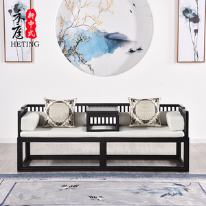 新中式实木罗汉床现代简约轻奢布艺单个沙发榻双人位家用客厅家具