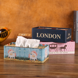 创意马口铁抽纸盒家用餐巾纸盒子桌面纸巾盒客厅收纳盒卫生卷纸筒