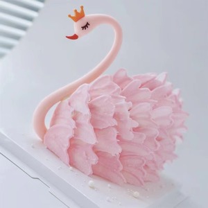 网红蛋糕装饰立体小天鹅粉色唯美爱情女神生日烘焙配件脖子插件