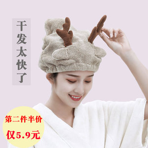 珊瑚绒超强吸水神器卡通干发帽女儿童可爱加厚速干韩国网红包头巾