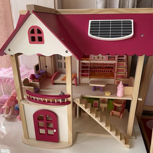 公主玩具房子娃娃家木质小屋宝宝过家家玩具diy益智木制玩具屋