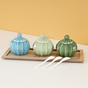 家用厨房调料盒个性创意可爱陶瓷储物罐北欧风格日式三件套组合装