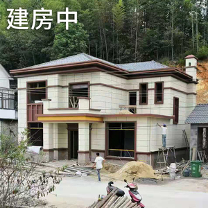 新农村新款中式二层别墅设计图纸乡村2两层自建房带阳台盖房百筑