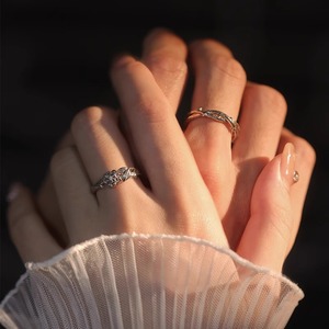白昼集荆棘玫瑰情侣对戒一对小众925银戒指刻字送女友男友纪念日