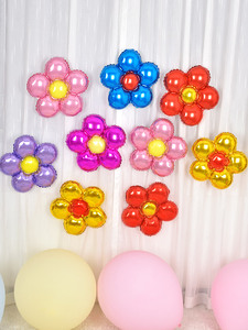儿童宝宝周岁生日气球创意铝箔花朵派对装饰用品主题派对惊喜布置