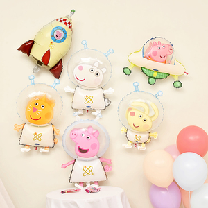 儿童宝宝周岁小猪太空佩奇铝膜气球卡通装饰气球生日派对趴体布置