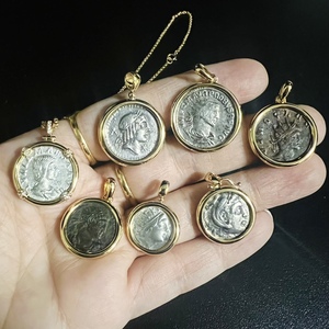 客订欣赏～18K金镶嵌古币吊坠 古罗马古希腊银币和铜币吊坠现货