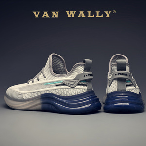 VAN WALLY运动鞋男透气2023新款网面夏季男士休闲鞋子男鞋跑步鞋