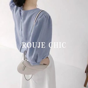 法国Rouje Chic法式五分袖背后纽扣设计感衬衫休闲别致女上衣夏季