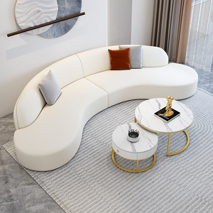 客厅小户型圆弧形沙发茶几组合套装科技布艺简约现代轻奢网红奶油