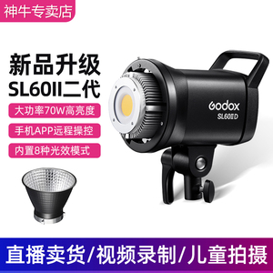 Godox神牛SL60W/Bi二代太阳灯led摄影灯主播直播补光灯双色温常亮柔光灯直播间短视频摄影美食儿童打光灯套装