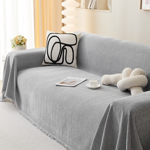 澳洲Vee雪尼尔沙发盖布巾纯色人字纹四季通用防滑全包万能套罩毯
