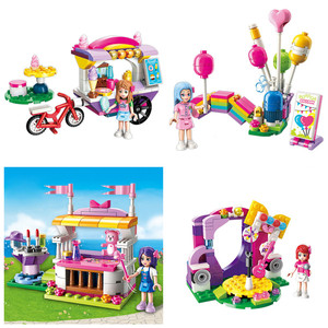 兼容乐积木梦想小舞台夏日冰淇淋车彩虹气球小女生拼装儿童玩具高
