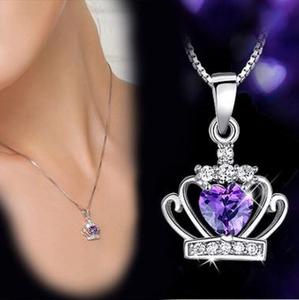 C158OL Fashion Queen Princess Dream Morden Crown Necklace Cl